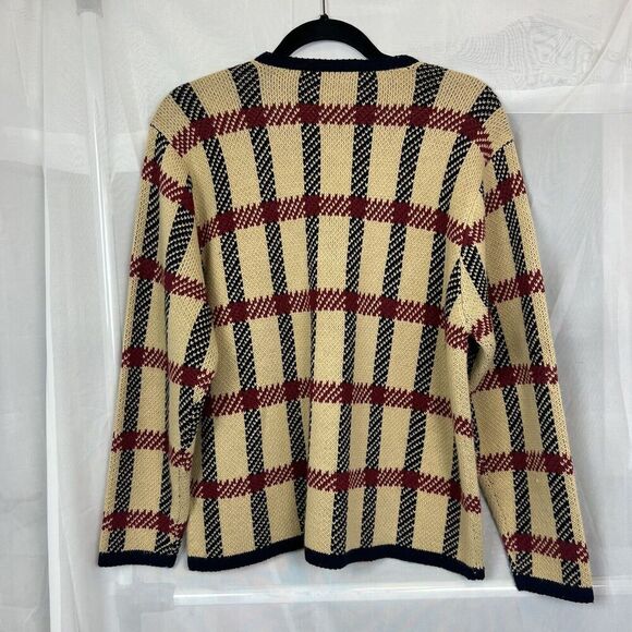 Vintage Crystal Kobe plaid large checked knit cardigan Md preppy academia artsy - Picture 6 of 6